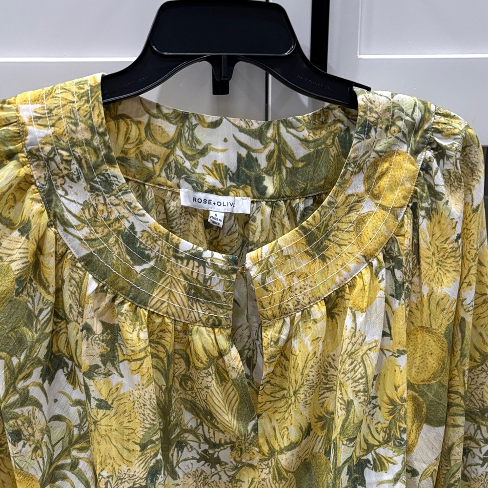 Rose & Olive Green and Yellow Floral Blouse women’s top